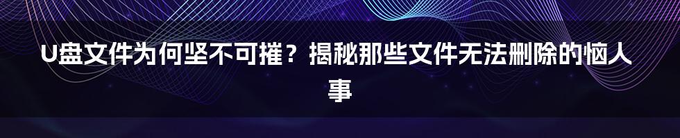 U盘文件为何坚不可摧？揭秘那些文件无法删除的恼人事