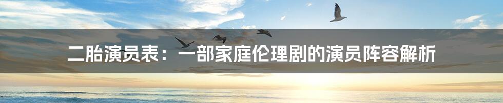 二胎演员表：一部家庭伦理剧的演员阵容解析