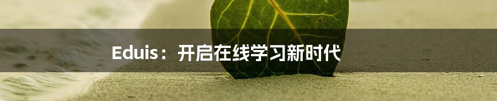 Eduis：开启在线学习新时代