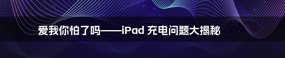 爱我你怕了吗——iPad 充电问题大揭秘