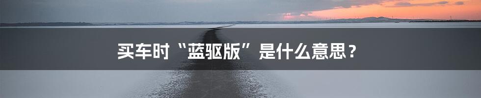 买车时“蓝驱版”是什么意思?