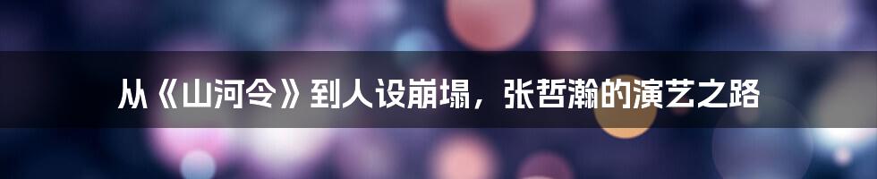 从《山河令》到人设崩塌,张哲瀚的演艺之路