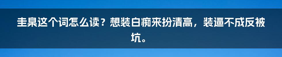 圭臬这个词怎么读？想装白痴来扮清高，装逼不成反被坑。