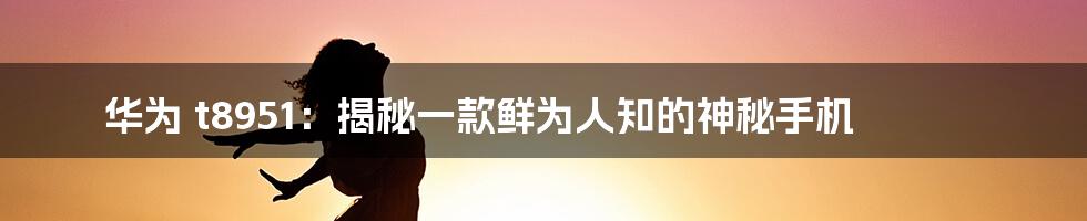 华为 t8951：揭秘一款鲜为人知的神秘手机