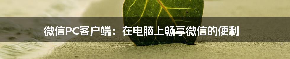 微信PC客户端：在电脑上畅享微信的便利