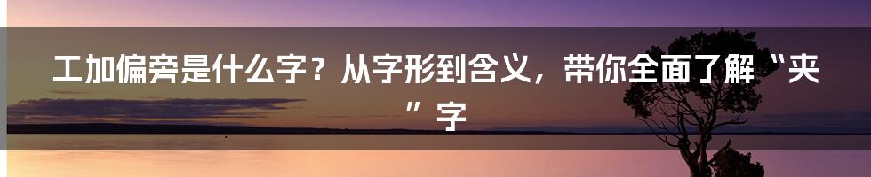 工加偏旁是什么字？从字形到含义，带你全面了解“夹”字