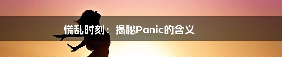 慌乱时刻：揭秘Panic的含义