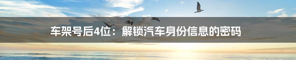 车架号后4位：解锁汽车身份信息的密码