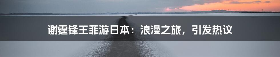 谢霆锋王菲游日本：浪漫之旅，引发热议