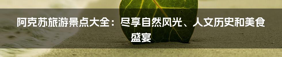 阿克苏旅游景点大全：尽享自然风光、人文历史和美食盛宴