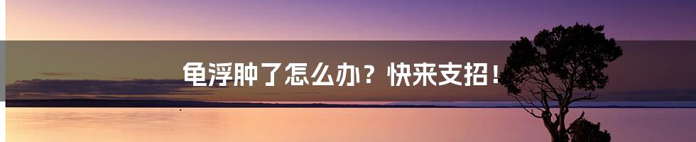 龟浮肿了怎么办？快来支招！