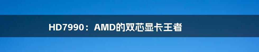 HD7990:AMD的双芯显卡王者