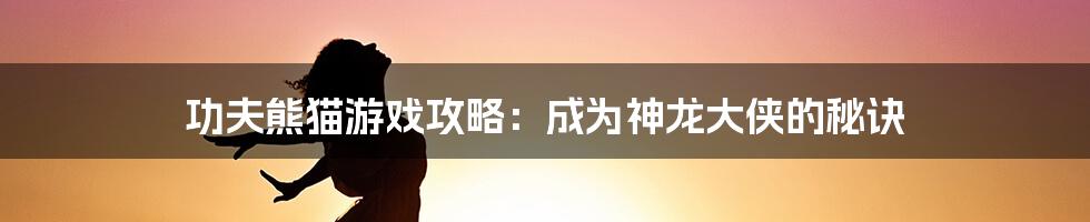 功夫熊猫游戏攻略：成为神龙大侠的秘诀