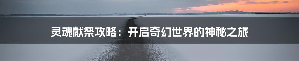 灵魂献祭攻略:开启奇幻世界的神秘之旅