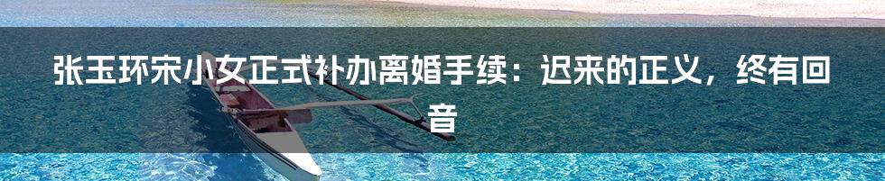 张玉环宋小女正式补办离婚手续：迟来的正义，终有回音