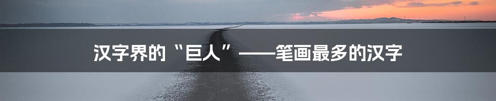 汉字界的“巨人”——笔画最多的汉字