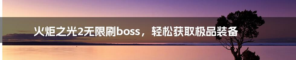 火炬之光2无限刷boss，轻松获取极品装备