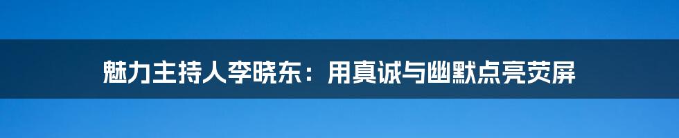 魅力主持人李晓东:用真诚与幽默点亮荧屏