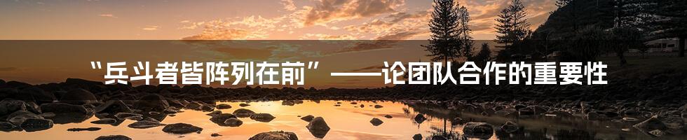 “兵斗者皆阵列在前”——论团队合作的重要性