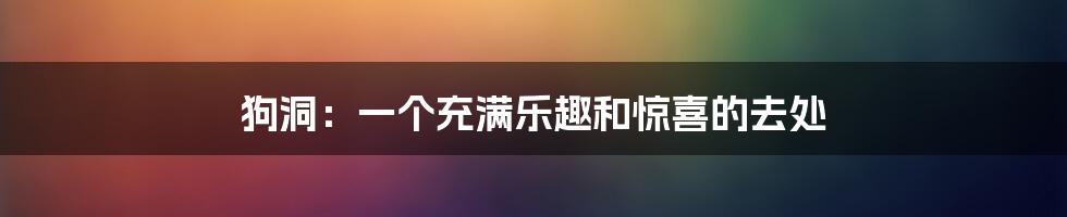 狗洞:一个充满乐趣和惊喜的去处