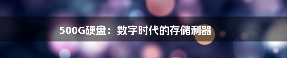 500G硬盘:数字时代的存储利器