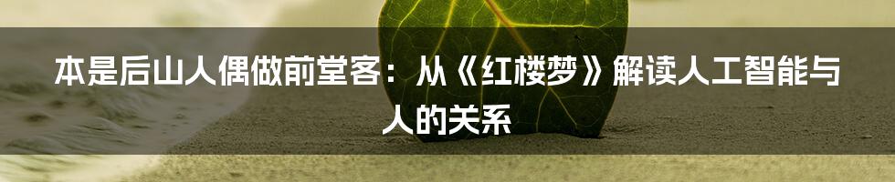 本是后山人偶做前堂客：从《红楼梦》解读人工智能与人的关系