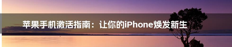 苹果手机激活指南：让你的iPhone焕发新生