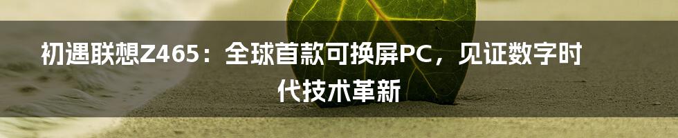 初遇联想Z465：全球首款可换屏PC，见证数字时代技术革新