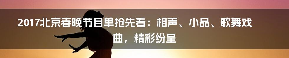 2017北京春晚节目单抢先看：相声、小品、歌舞戏曲，精彩纷呈