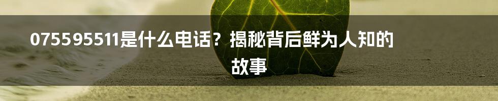 075595511是什么电话？揭秘背后鲜为人知的故事