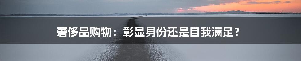 奢侈品购物:彰显身份还是自我满足?