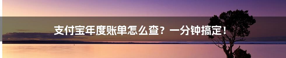 支付宝年度账单怎么查？一分钟搞定！