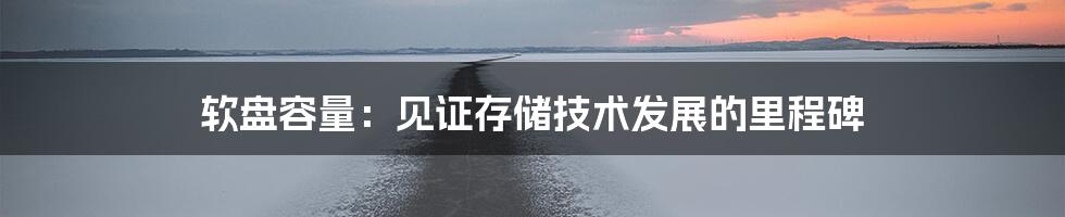 软盘容量：见证存储技术发展的里程碑