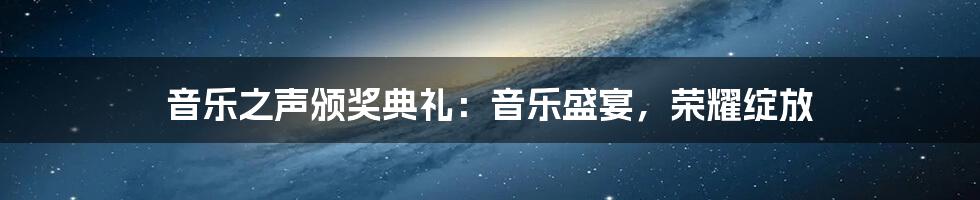 音乐之声颁奖典礼：音乐盛宴，荣耀绽放