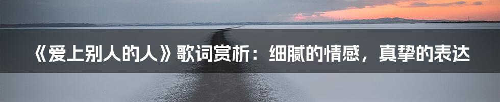 《爱上别人的人》歌词赏析：细腻的情感，真挚的表达