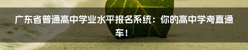 广东省普通高中学业水平报名系统：你的高中学考直通车！