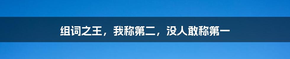 组词之王,我称第二,没人敢称第一