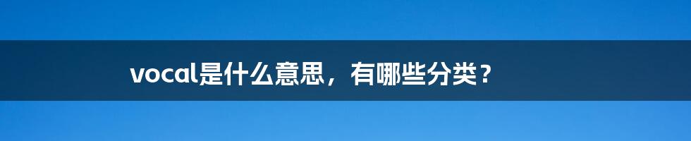 vocal是什么意思,有哪些分类?