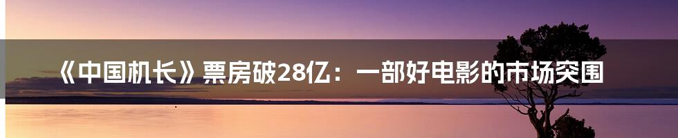 《中国机长》票房破28亿：一部好电影的市场突围