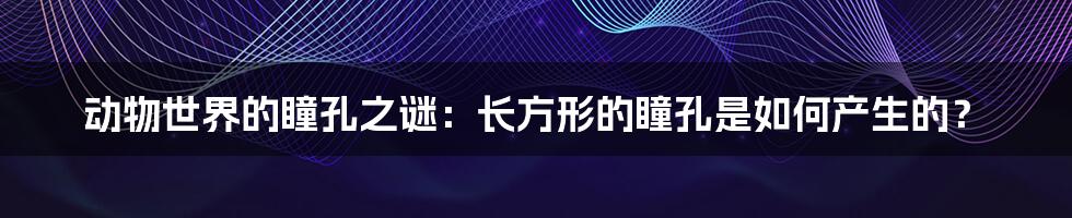 动物世界的瞳孔之谜:长方形的瞳孔是如何产生的?