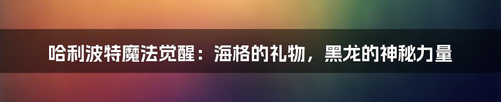 哈利波特魔法觉醒：海格的礼物，黑龙的神秘力量