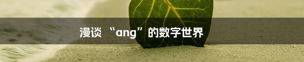漫谈 “ang”的数字世界