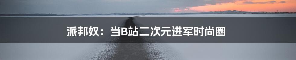 派邦奴：当B站二次元进军时尚圈