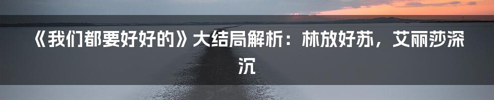 《我们都要好好的》大结局解析:林放好苏,艾丽莎深沉