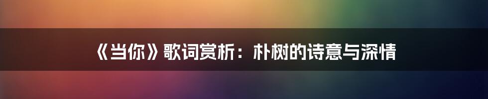 《当你》歌词赏析：朴树的诗意与深情