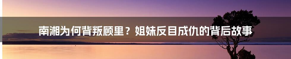 南湘为何背叛顾里？姐妹反目成仇的背后故事