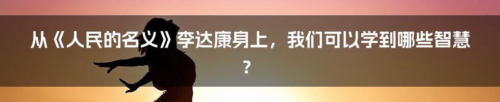 从《人民的名义》李达康身上，我们可以学到哪些智慧？