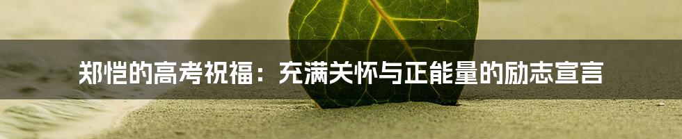 郑恺的高考祝福：充满关怀与正能量的励志宣言