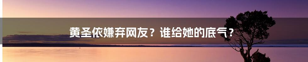 黄圣依嫌弃网友？谁给她的底气？