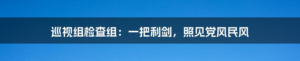 巡视组检查组：一把利剑，照见党风民风